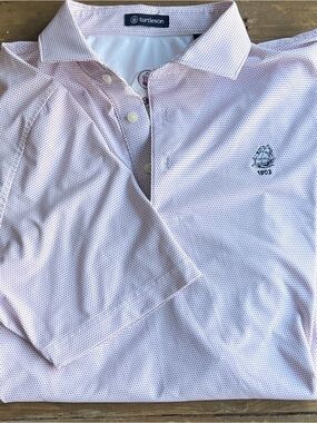 Tedesco CC Private Course Turtleson Men’s Medium Polo Red Microdot Pattern